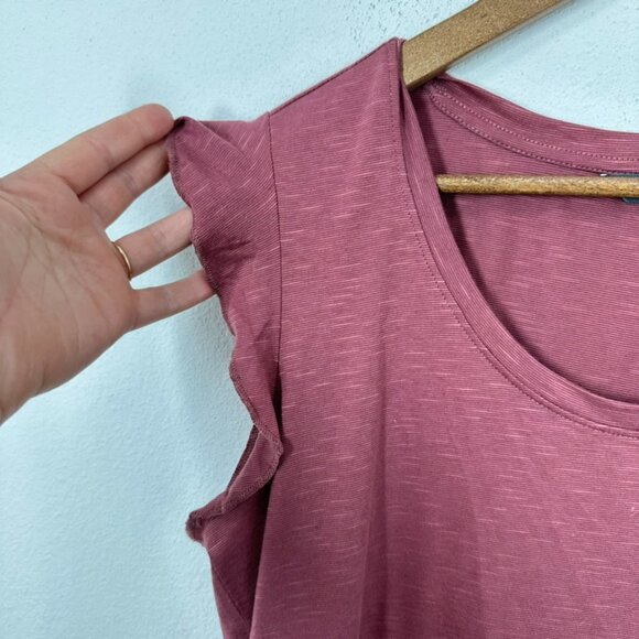 Toad&Co Maroon Red Flutter Sleeve Organic Cotton Lyocell Blend Lightweight Shirt - Picture 2 of 8